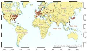 Location of nuclear reactors around the world